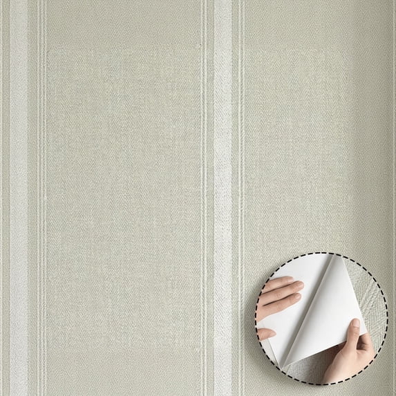 Beige Striped Wallpaper Modern Minimalist Aesthetic Peel and Stick Wallpaper Waterproof Home Decor for Living Room Bedroom Kitchen Cabinet Rental Property Removable 17.7 * 118 in