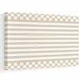 Chequerboard Border Beige Stripes Canvas Wall Art, Minimalist Striped Cream Checkerboard ...
