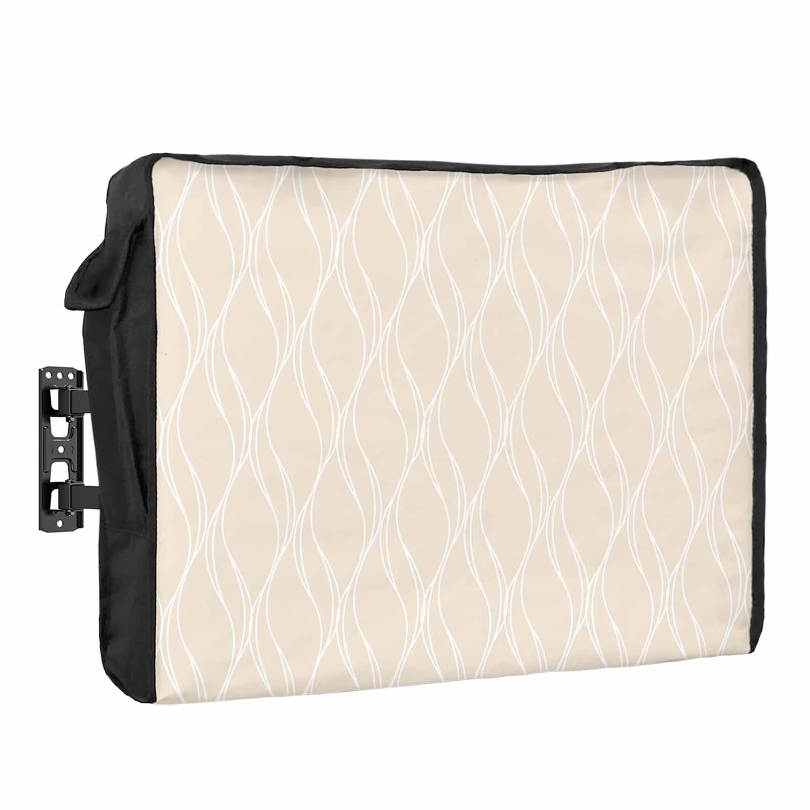Beige Stripes Line Outdoor TV Cover Country Abstract Art Waves Striped ...