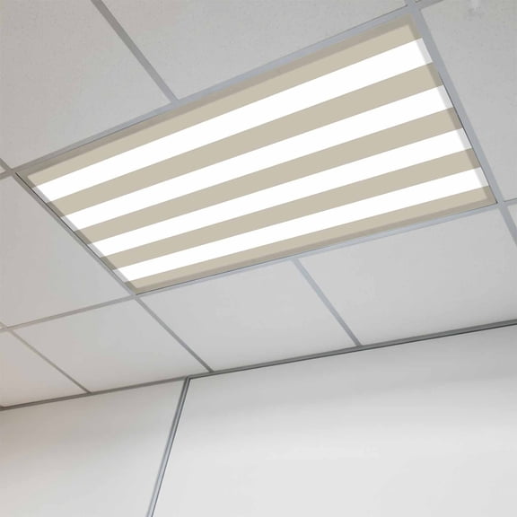 Beige Stripes Magnetic Fluorescent Light Covers for Ceiling Lights 2 x 4 Feet, Simple Beige White Texture Office Classroom Kitchen Drop Ceiling Light Covers Lighting Filters Shade Panel 1 Pack