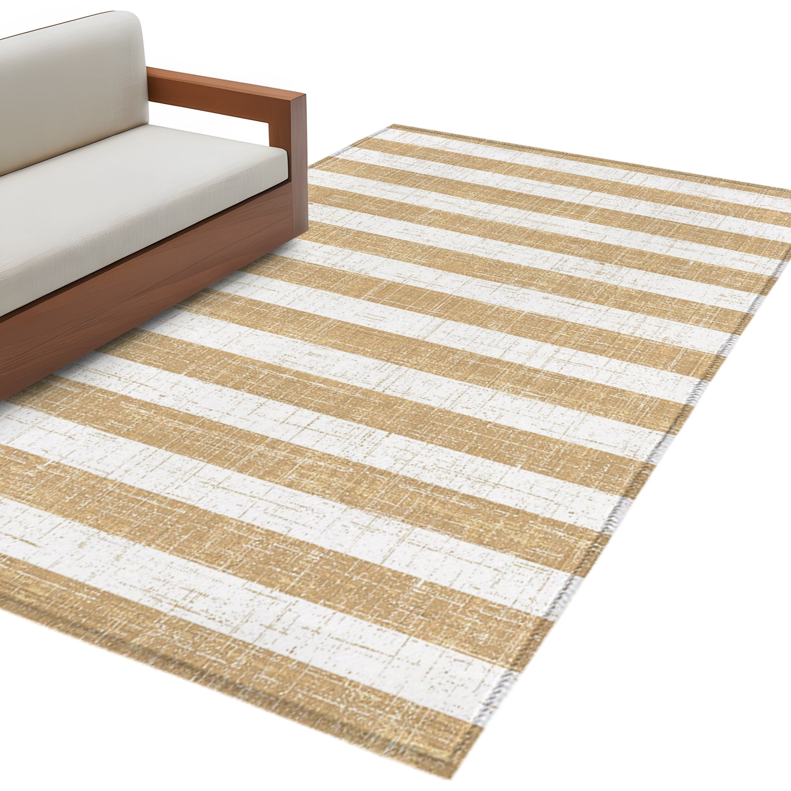 Beige Stripes Washable Area Rugs 2.7'x5', Modern Abstract Linens ...