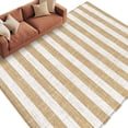 Beige Stripes Washable Living Room Rugs 8'x10', Modern Abstract Linens ...
