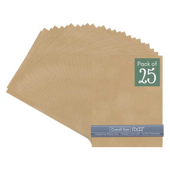 Beige Suede 17x22 Uncut Art Mat Board - No Opening - 25 Mats