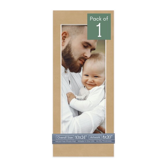 Beige Suede Picture Frame Mat for 10x24 Frames - Fits 8x20 Photos - 1 Mat