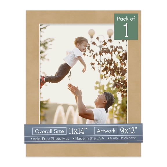 Beige Suede Picture Frame Mat for 11x14 Frames - Fits 9x12 Photos - 1 Mat