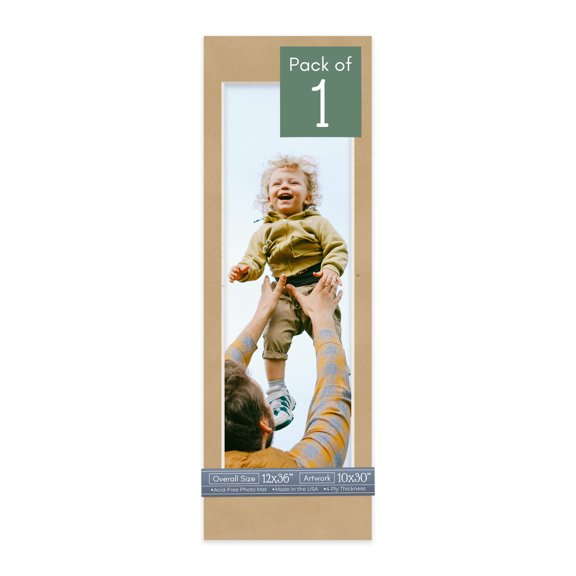 Beige Suede Picture Frame Mat for 12x36 Frames - Fits 10x30 Photos - 1 Mat