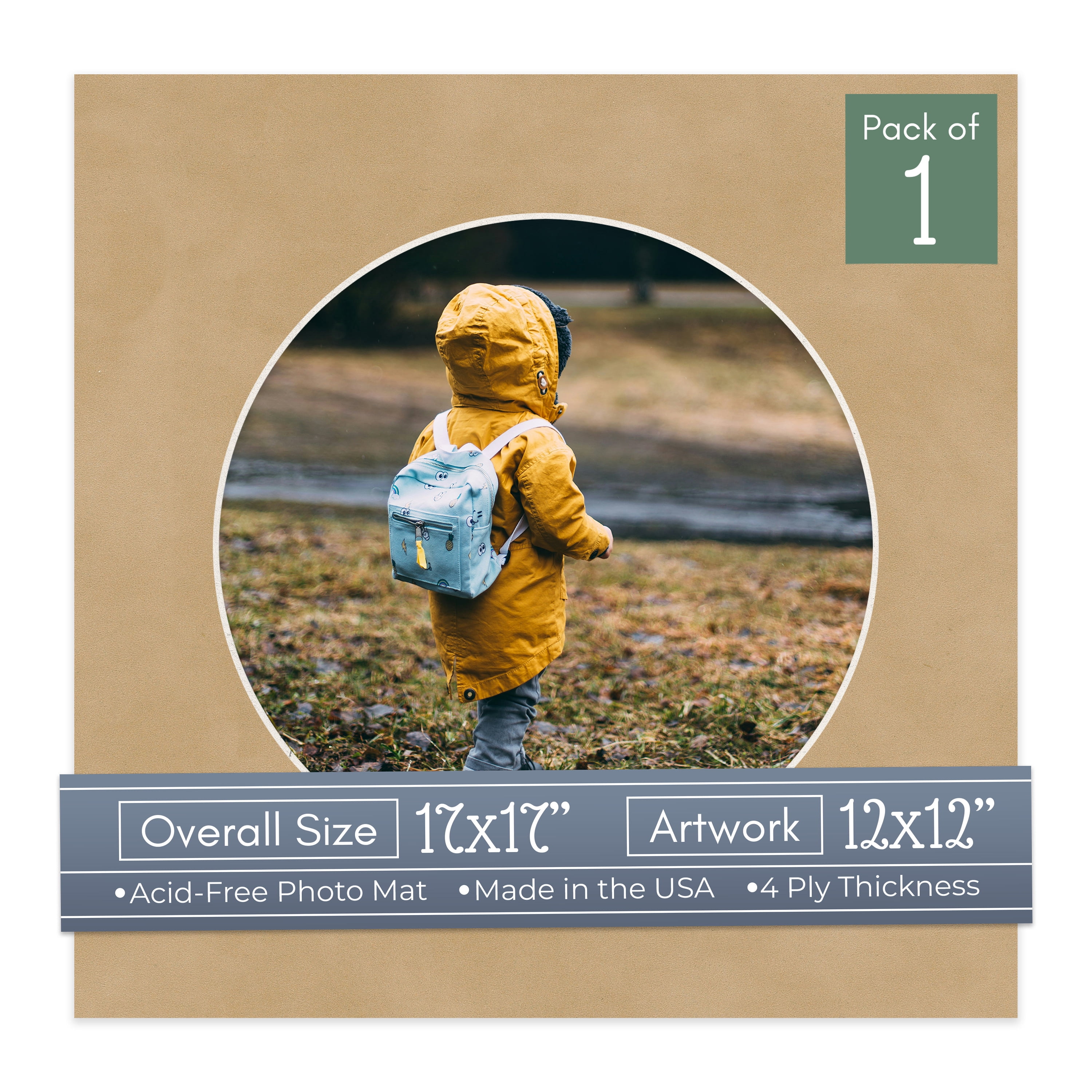 Beige Suede Picture Frame Mat for 17x17 Frames - Circle Opening for ...