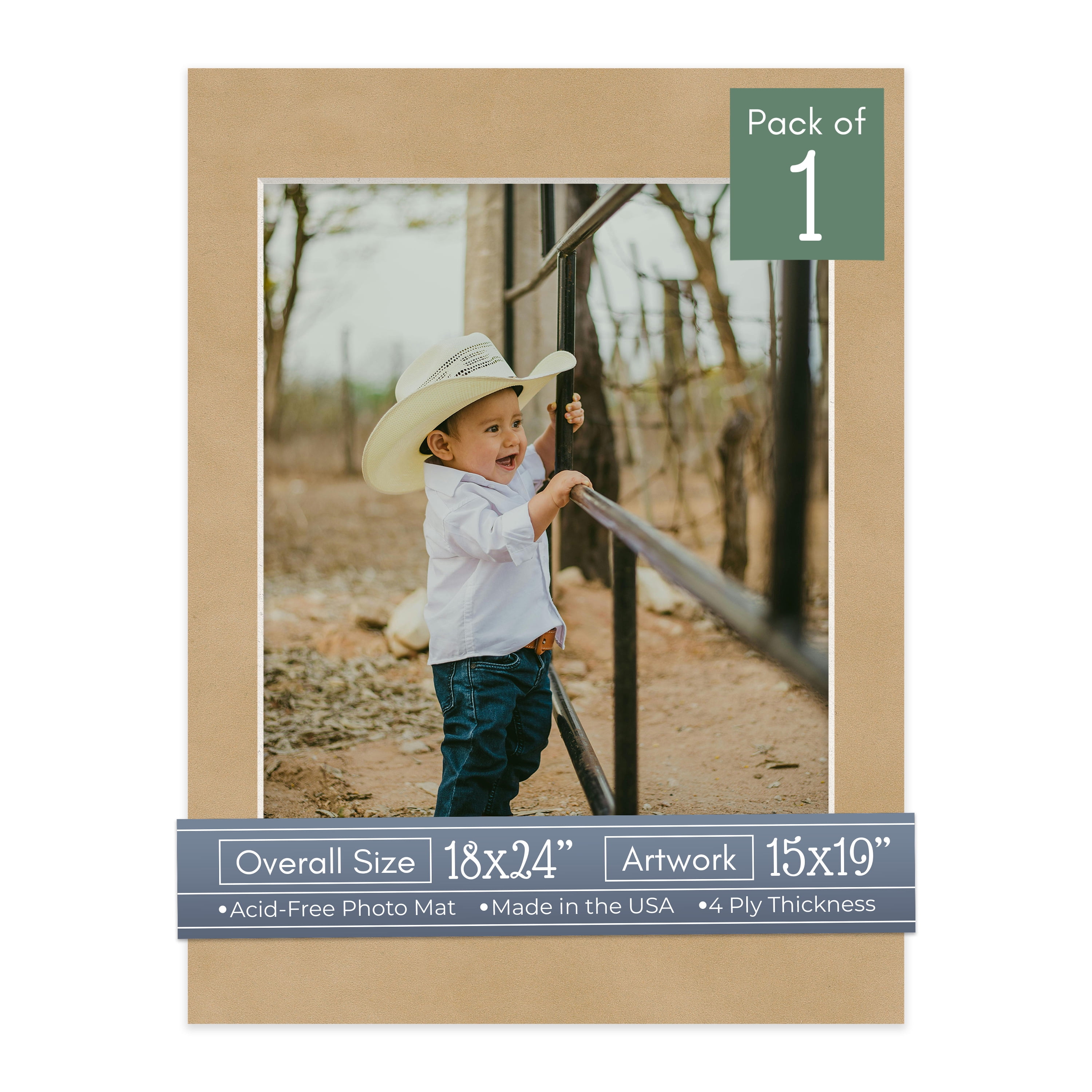 Beige Suede Picture Frame Mat for 18x24 Frames - Fits 15x19 Photos - 1 Mat