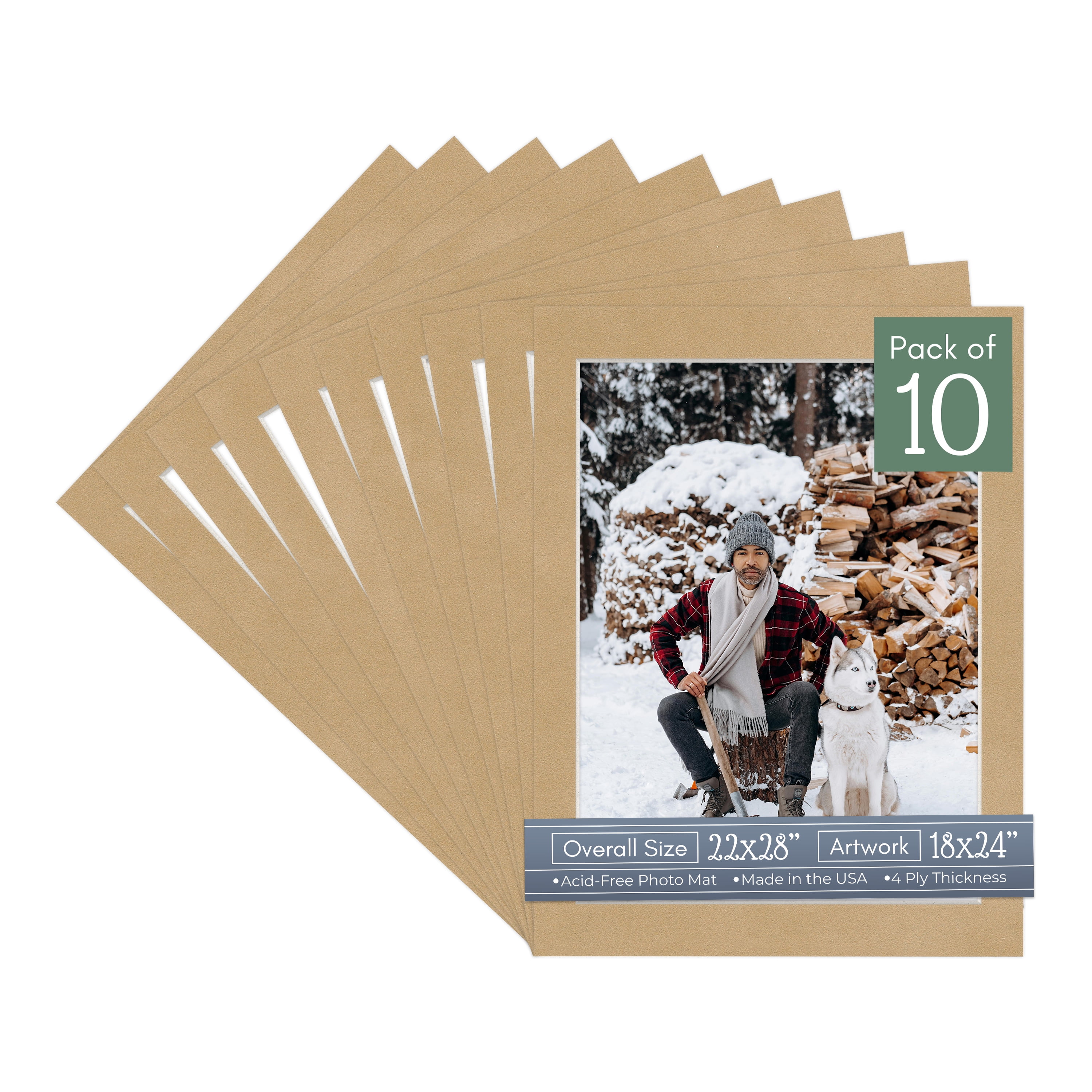 Beige Suede Picture Frame Mat for 22x28 Frames - Fits 18x24 Photos - 10 Mats