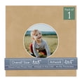 thumbnail image 1 of Beige Suede Picture Frame Mat for 8x8 Frames - Circle Opening for 4x4 Photos - 1 Mat, 1 of 7