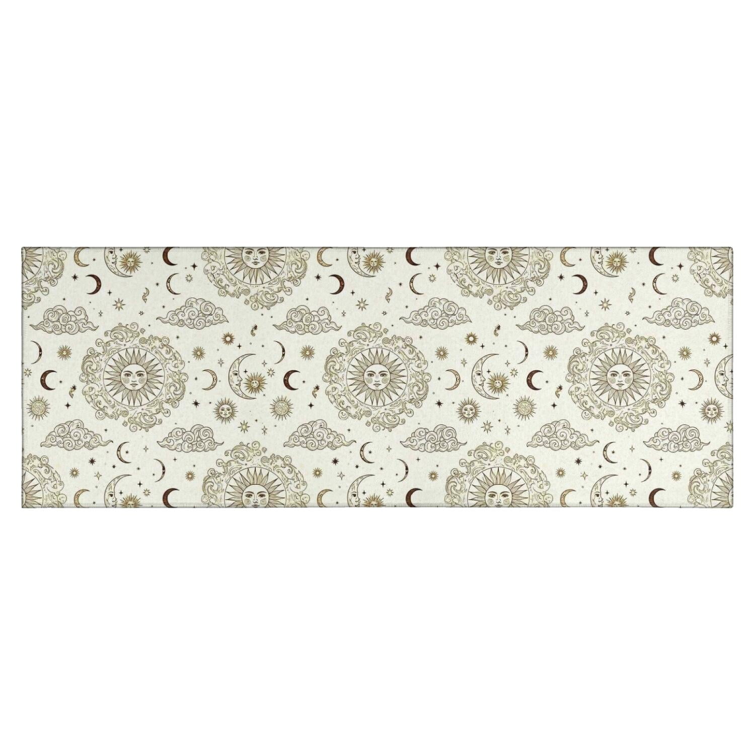 Beige Sun Moon Cloud Star Pattern Kitchen Rug Mat,Kitchen Runner Rugs ...