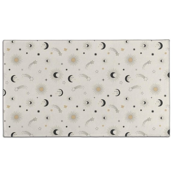 Beige Sun Moon Star Comet Pattern Door Rugs,Washable Non Slip Door Mats Indoor,Decorative Door Mats,Entry Mat Indoor for Entrance,Bedroom,Kitchen,Bathroom,17"x30"