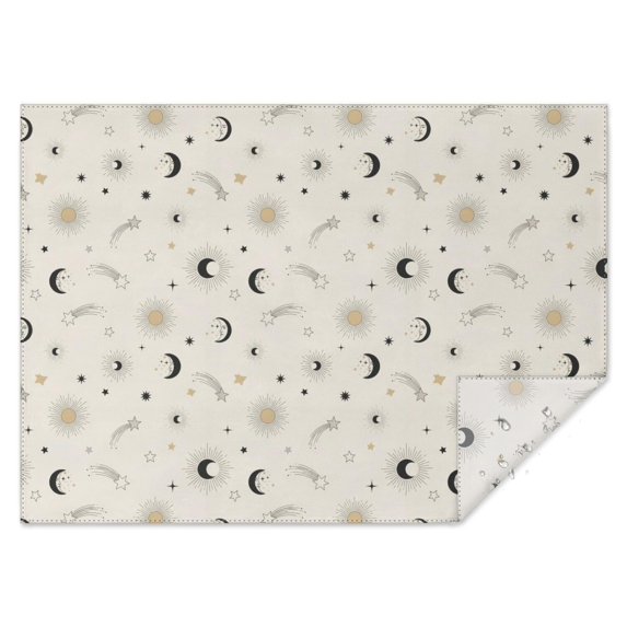 Beige Sun Moon Star Comet Pattern Rectangle Tablecloth 60"x84",Waterproof Polyester Rectangle Table Cloth, Wipeable Spillproof Polyester Tablecloth for Dining, Camping, Indoor and Outdoor