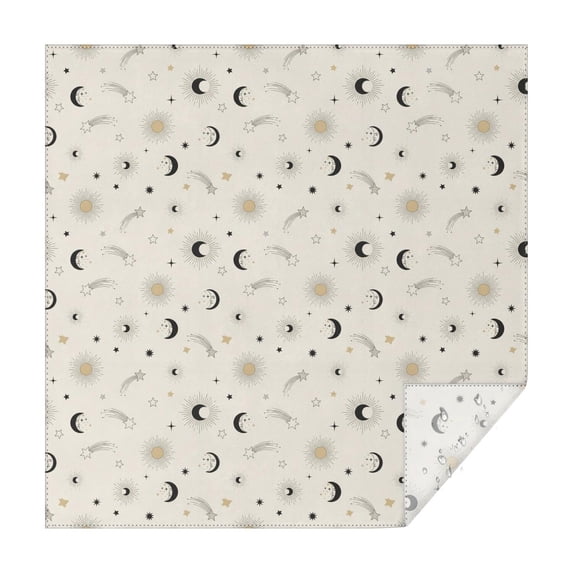 Beige Sun Moon Star Comet Pattern Square Tablecloth,Waterproof Square Table Cover,Wipeable Spillproof Washable Table Cover for Home Kitchen Party Decor 60"x60"(152x152cm)