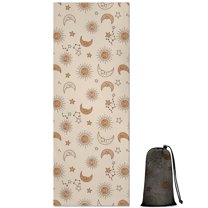 Beige Sun Moon Star Constellation Pattern Hot Yoga Mat Towel Non Slip for Hot Yoga - Quick-Drying Yoga Mat Cover with 4 Corner Pockets with Travel Bag - Hot Yoga Towel Non Slip 70"x26"