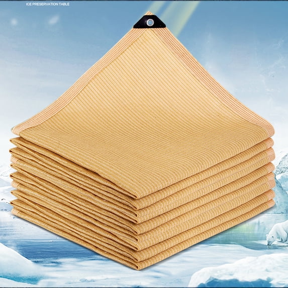Beige Sun Shade Net Cloth High Density Sun Protection Courtyard Thickened Mesh Fabric Metal Grommets Edges Heavy Duty Shade Tarp UV Resistant Cover