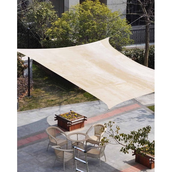 Beige Sun Shade Sail 8'x10' Rectangle Outdoor Shade Canopy, Retro Oil Painting Modern Abstract Art Aesthetics Porch Shades Outdoor Sun Blocking Screen, Sunshade Cloth Covers for Patio/Deck/Garden