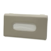 Beige Sun Visor Car Facial Tissue Box Faux Leather Paper Holder Case Cover