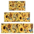 thumbnail image 1 of Beige Sunflower Butterfly Pattern Kitchen Rugs Sets Of 3,Kitchen Runner Rugs Non Skid Washable,Decorative Kitchen Floor Mats for Kitchen,Sink,Laundry,17"x30"+ 17"x47" + 17"x59", 1 of 6