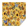thumbnail image 1 of Beige Sunflower Butterfly Pattern Square Tablecloth,Waterproof Square Table Cover,Wipeable Spillproof Washable Table Cover for Home Kitchen Party Decor 42"X42"(107x107cm), 1 of 6