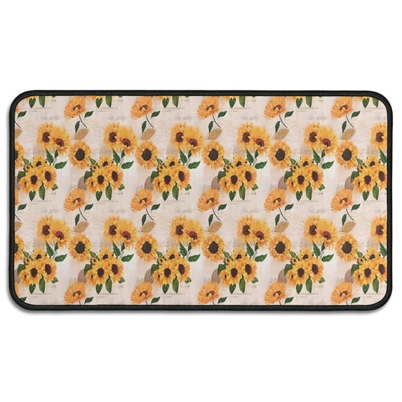 Beige Sunflower Pattern Door Rugs,Washable Non Slip Door Mats Indoor,Decorative Door Mats,Entry Mat Indoor for Entrance,Bedroom,Kitchen,Bathroom,30"x17"