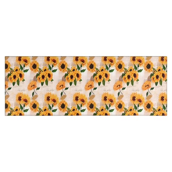 Beige Sunflower Pattern Kitchen Rug Mat,Kitchen Runner Rugs Non Skid Washable,Decorative Kitchen Floor Mats for Kitchen,Sink,Laundry,17"X47"