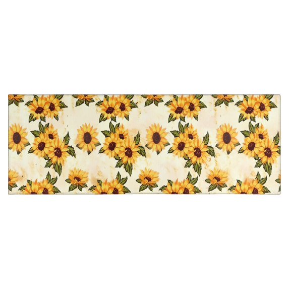 Beige Sunflower Pattern Kitchen Rug Mat,Kitchen Runner Rugs Non Skid Washable,Decorative Kitchen Floor Mats for Kitchen,Sink,Laundry,17"X47"