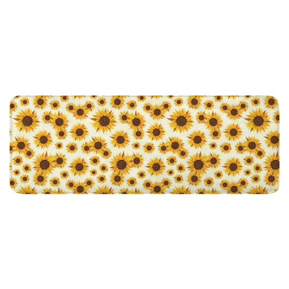 Beige Sunflower Pattern Kitchen Rug Mat,Kitchen Runner Rugs Non Skid Washable,Decorative Kitchen Floor Mats for Kitchen,Sink,Laundry,17"x47.2"