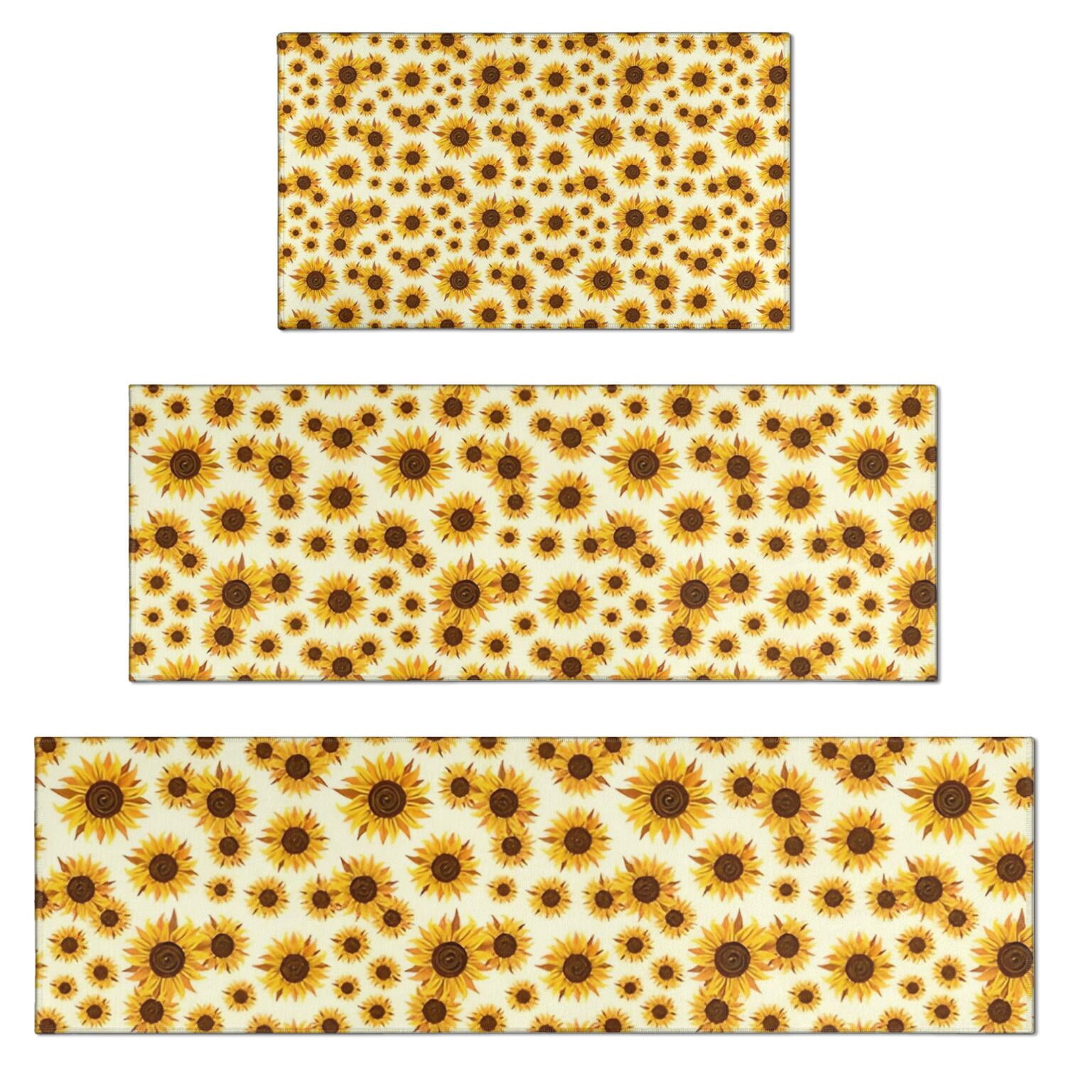 Sunflower Rugs For Kitchen Beige Sunflower Pattern Kitchen Rugs Sets Of 3,Kitchen Runner Rugs Non ...