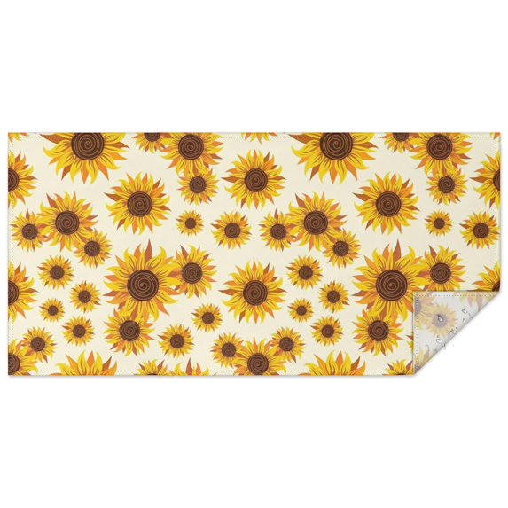 Beige Sunflower Pattern Rectangle Tablecloth 60"x120",Waterproof Polyester Rectangle Table Cloth, Wipeable Spillproof Polyester Tablecloth for Dining, Camping, Indoor and Outdoor