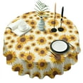 thumbnail image 1 of White Sunflower Round Tablecloth 60" X 60",Wrinkle Wipeable Table Cloth for Kitchen Dining Room Picnic Patio Party, 1 of 6