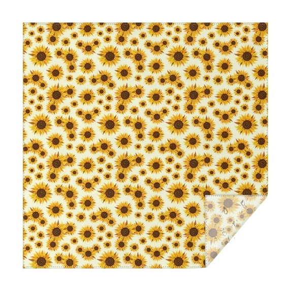Beige Sunflower Pattern Square Tablecloth,Waterproof Square Table Cover,Wipeable Spillproof Washable Table Cover for Home Kitchen Party Decor 60"x60"(152x152cm)