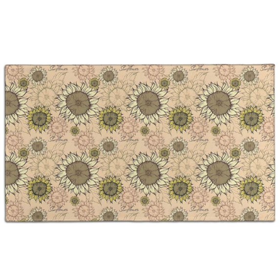 Beige Sunflower Small Flower Pattern Door Rugs,Washable Non Slip Door Mats Indoor,Decorative Door Mats,Entry Mat Indoor for Entrance,Bedroom,Kitchen,Bathroom,17"x30"