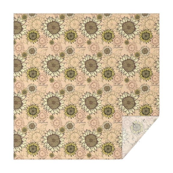 Beige Sunflower Small Flower Pattern Square Tablecloth,Waterproof Square Table Cover,Wipeable Spillproof Washable Table Cover for Home Kitchen Party Decor 42"X42"(107x107cm)