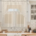 Beige Swag Curtains Valance and Tier Set, Boho Diamond Pattern Border ...
