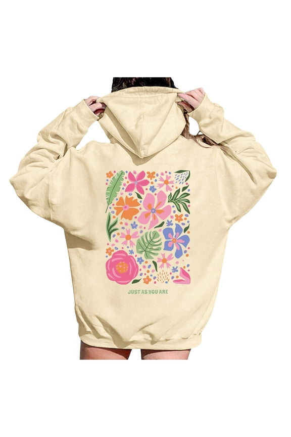 Beige Sweaters for Women Letter Graphic Print Hoodies for Women New York Oversized Long Sleeve Casual Drawstring Fall Pullover Sweatshirt Tops Womens Fall Fashion 2025