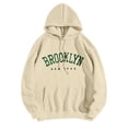 thumbnail image 1 of Beige Sweatshirt for Women Long Sleeve New York Letter Printed Hoodie Hoodie Hoodie, 1 of 5
