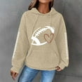 thumbnail image 1 of Beige Sweatshirt for Women's Rugby Print Fashionable Hooded Sweatshirt Women Fall Clothes, 1 of 4