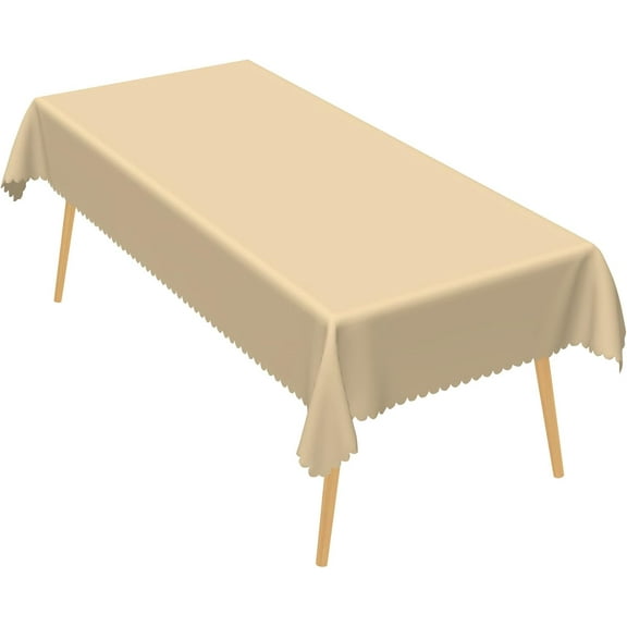 Beige Table Cloth, 60x84 Inch Rectangle Polyester Fabric Tablecloth Thick,Wrinkle Resistant Washable Reusable Table Cover for Dining Picnic Outdoor Camping Anniversary Party Decoration