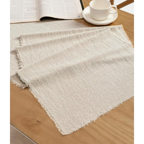Beige Table Runner 14 x 72 Inches Long Slub Texture Cotton Linen Table Runner for Rustic Home Decorations Dining Room Wedding Decor Reception Bridal Shower Thanksgiving Christmas