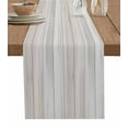 thumbnail image 1 of Beige Table Runner 72 Inches, Farmhouse Simple Abstract Striped Wooden Grain Bed Runner Dresser Scarves Tabletop for Indoor Outdoor Parties/Ceremony/Banquet, 18" x 72", 1 of 8