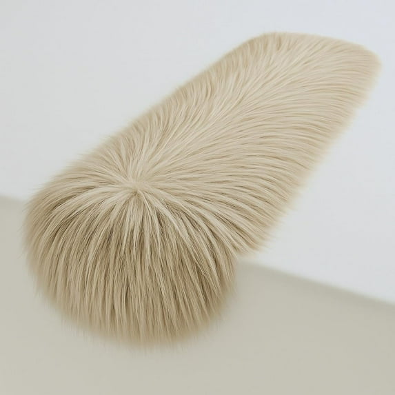 FabricLA Beige Faux Fur Accent Cut 12 x 36 Inches with Rounded Edges for Holiday & Christmas Decor