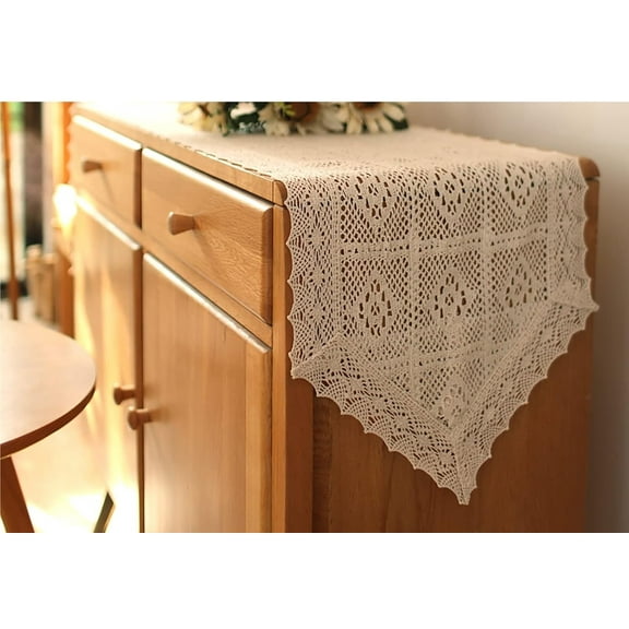 Beige Tablecloth Dresser Scarf Runners and Toppers for Dinning Room  Table Centerpieces Nightstand Protector