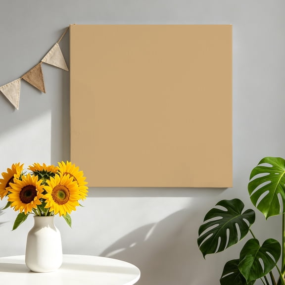 Beige Tan Canvas Wall Art for Living Room, Light Brown Solid Background Autumnal Rustic Farmhouse Poster Print Painting for Bedroom Office Home Decoration Wall Pictures Prepare To Hang 12"x12"
