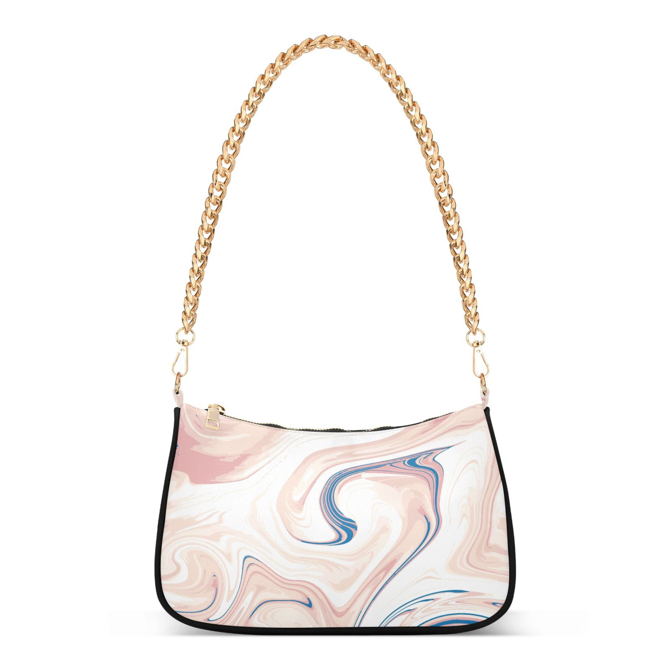 Beige Tan Marble Womens Chain Shoulder Bag Tote Handbag Clutch Hobo Purse with Zipper for Travel Casual