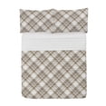 thumbnail image 1 of Beige Tan Microfiber Bedspread Set, Plaid Pattern in Pastel Nude Colors Traditional Scottish Style of Art, Soft Bedding Set with Pillow Shams & Comforter, 3 Sizes, Off White Dark Mustard, by Ambesonne, 1 of 1