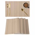 thumbnail image 1 of Beige Tan Placemats Set of 4 Farmhouse Striped Modern Artwork Place Mats Indoor Wipeable Table Mats Washable Cloth Dining Table Placemats for Kitchen Holiday Party Home Decor 13x19 Inch, 1 of 9
