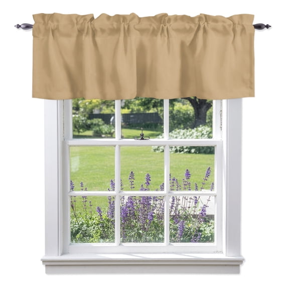 Beige Tan Valances for Windows, Light Brown Solid Background Autumnal Rustic Farmhouse Rod Pocket Valance Short Window Treatments Curtains for Kitchen Bathroom Bedroom Decor, 60 x 18 Inches