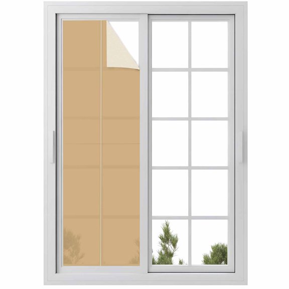 Beige Tan Window Privacy Film Light Brown Solid Background Autumnal Rustic Farmhouse Decorative Glass Window Film UV Blocking Static Cling Sticker Covering for Home Door 29.5 x 118 inches