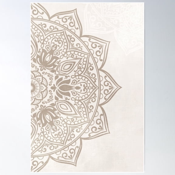 Beige Taupe Mandala Right Side - 1 Of 2 Poster Wall Art, Modern Wall Decor For Living Room Bedroom, 12x18 UNFRAMED